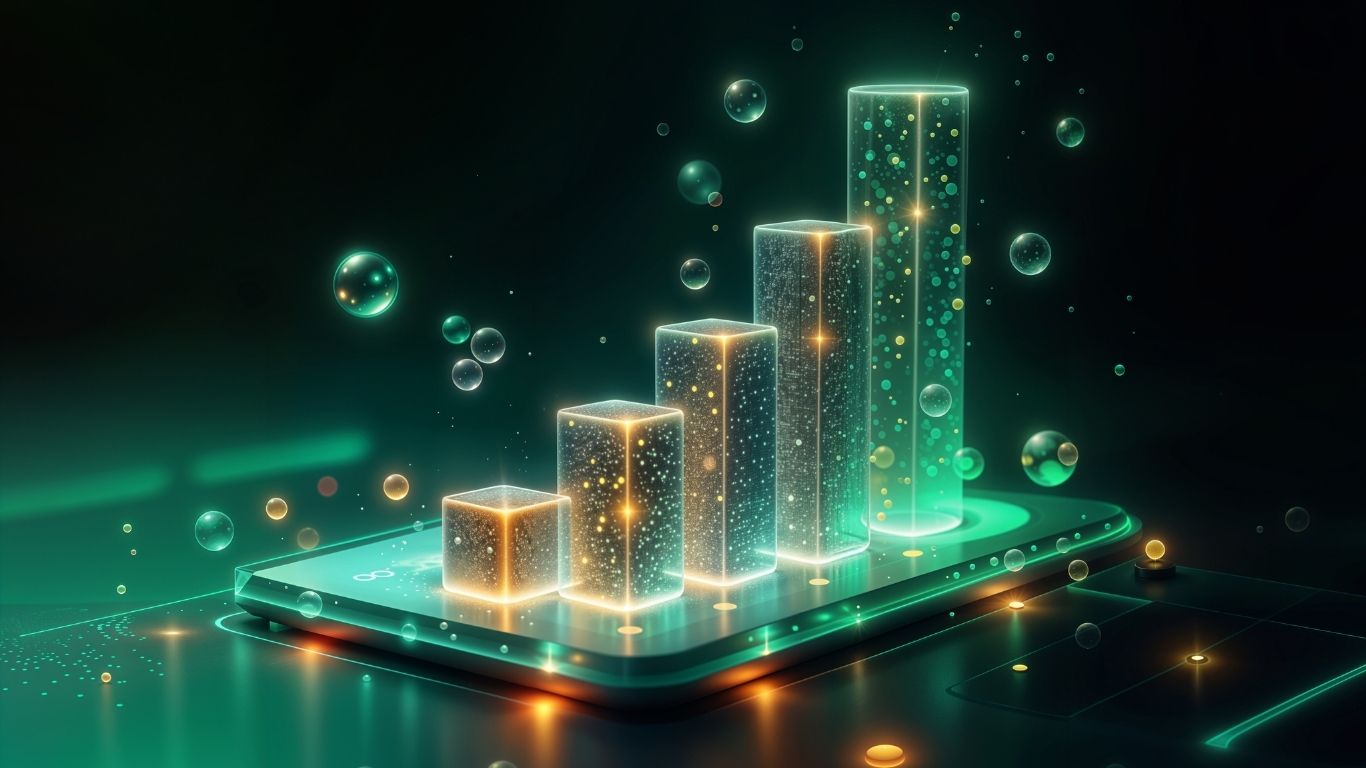 Abstract digital illustration of a growth chart on a circuit board, representing SAP implementation